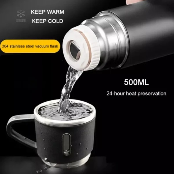 3 cup 500ml double layer stainless steel vacuum flask set | hot & cold | random color