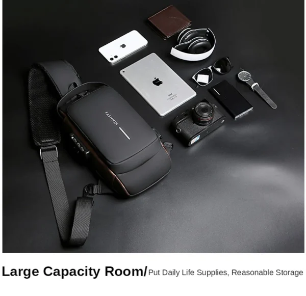 black | multifunction anti theft usb charging crossbody shoulder bag | stylish, secure, and ready for adventures