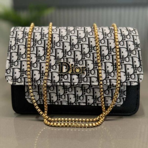 dior oblique canvas & black leather flap clutch – timeless designer statement piece