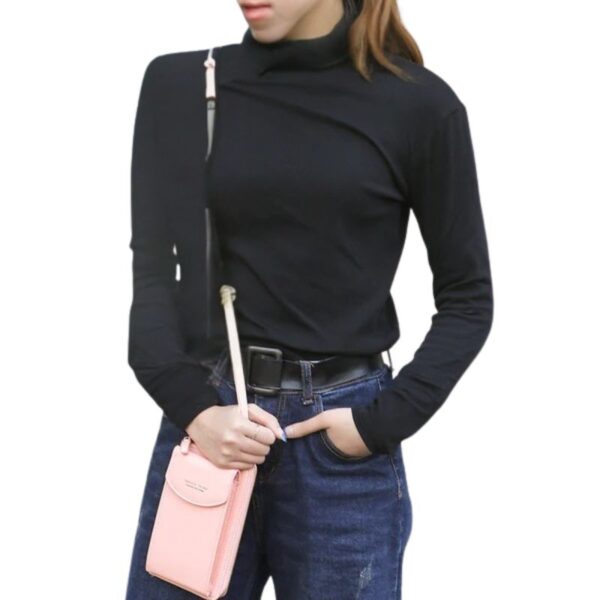 portable soft leather women’s crossbody bag | wallet & mobile phone purse | pink color
