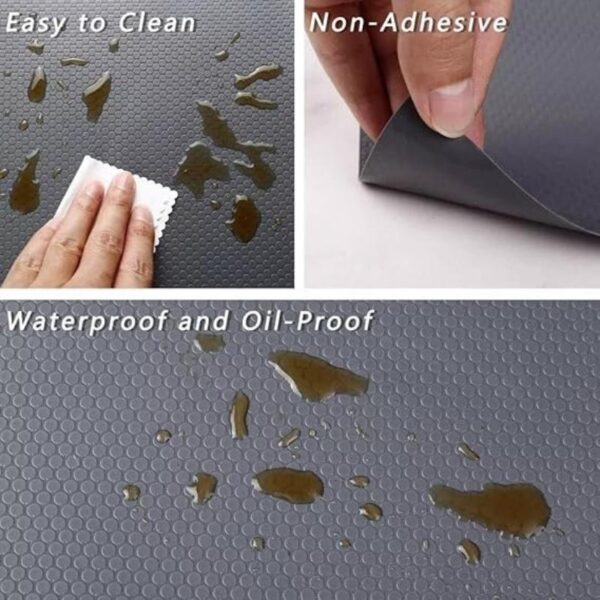 anti slip fridge & shelf mat | waterproof & washable sheet for kitchen, drawer, cabinet use | dark grey color