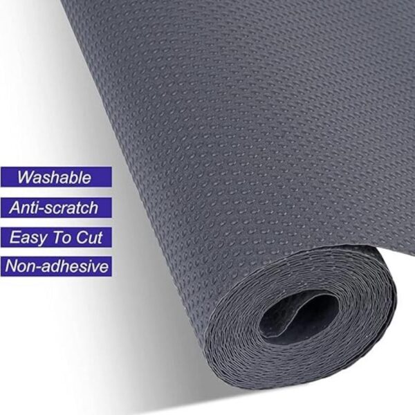 anti slip fridge & shelf mat | waterproof & washable sheet for kitchen, drawer, cabinet use | dark grey color