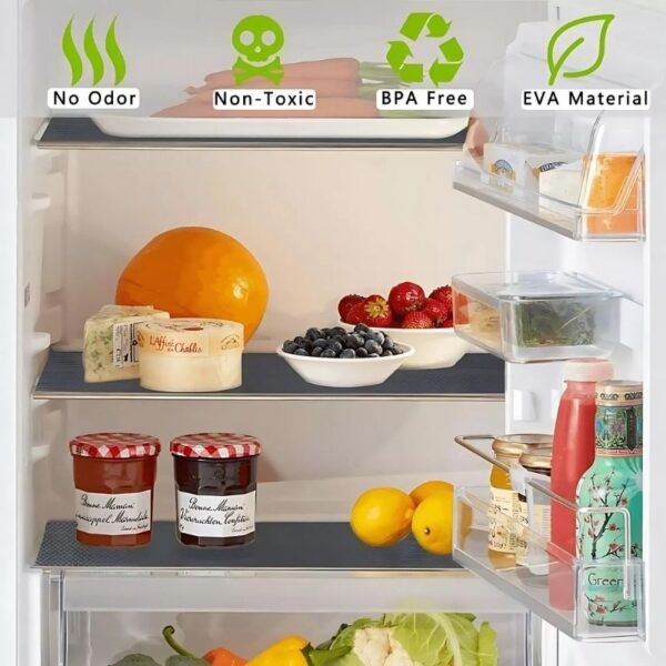 anti slip fridge & shelf mat | waterproof & washable sheet for kitchen, drawer, cabinet use | dark grey color