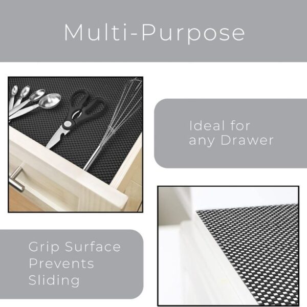 anti slip fridge & shelf mat | waterproof & washable sheet for kitchen, drawer, cabinet use | black color
