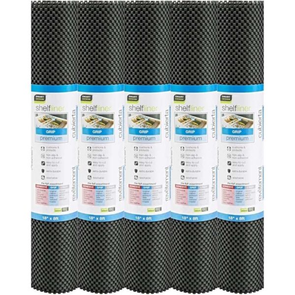 anti slip fridge & shelf mat | waterproof & washable sheet for kitchen, drawer, cabinet use | black color