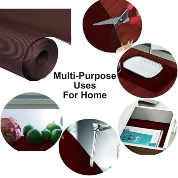 anti slip fridge & shelf mat | waterproof & washable sheet for kitchen, drawer, cabinet use | brown color
