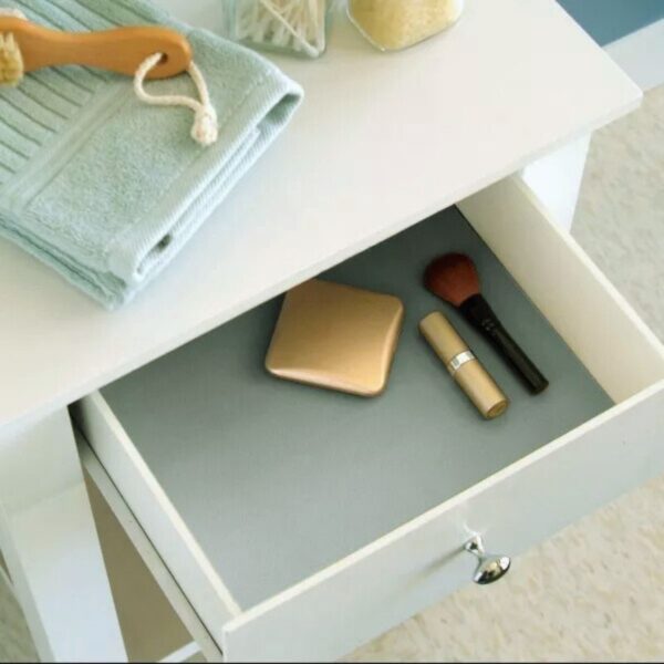 anti slip fridge & shelf mat | waterproof & washable sheet for kitchen, drawer, cabinet use | light grey color