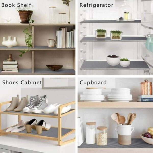 anti slip fridge & shelf mat | waterproof & washable sheet for kitchen, drawer, cabinet use | light grey color