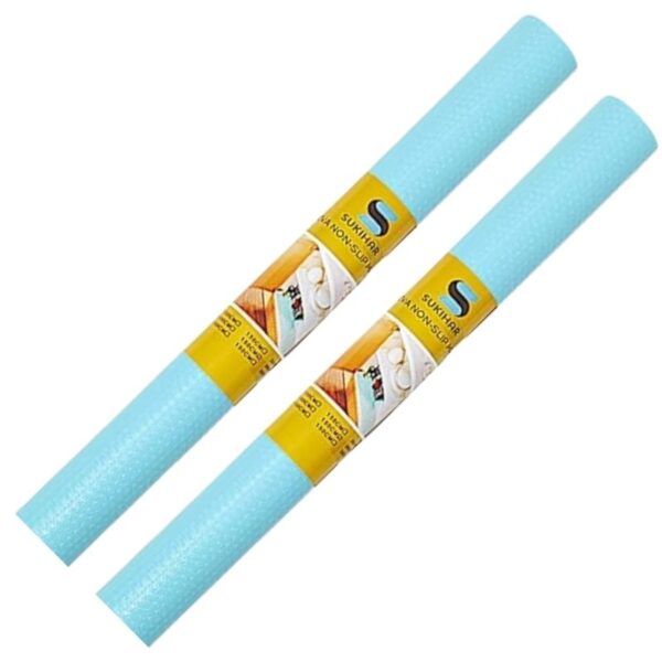 anti slip fridge & shelf mat | waterproof & washable sheet for kitchen, drawer, cabinet use | light blue