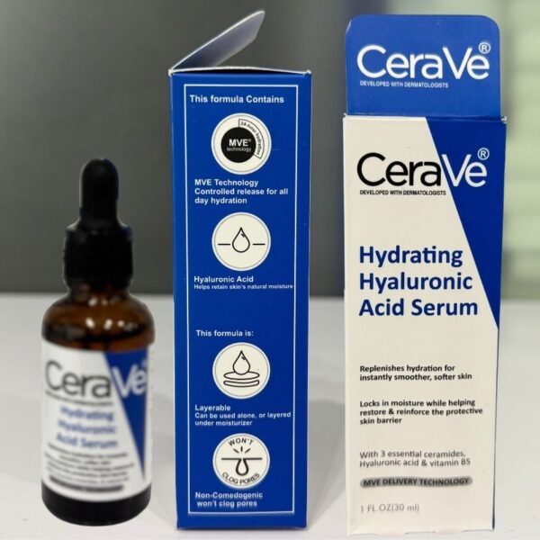 cerave hyaluronic acid serum for face with vitamin b5 and ceramides hydrating face serum for dry skin fragrance free 30ml