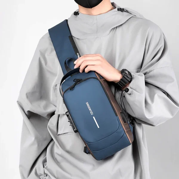 blue & brown | multifunction anti theft usb charging crossbody shoulder bag | stylish, secure, and ready for adventures