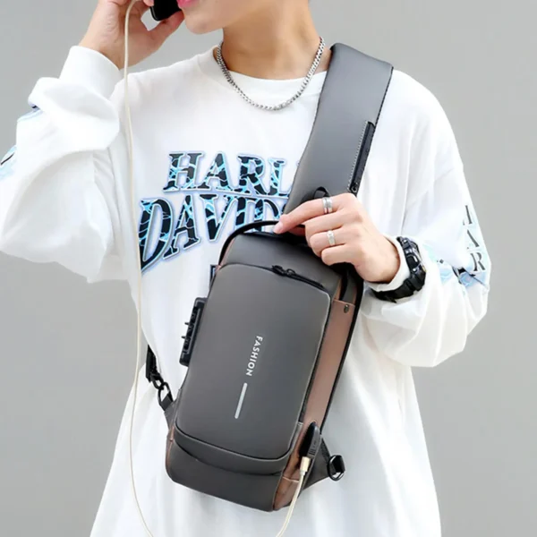 blue & brown | multifunction anti theft usb charging crossbody shoulder bag | stylish, secure, and ready for adventures
