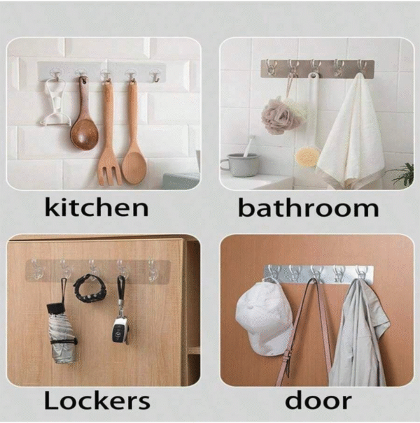 6 in 1 heavy duty self adhesive wall hooks – waterproof transparent hooks