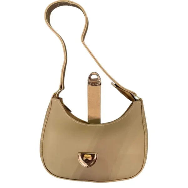 crescent leather luxury shoulder bag for women | skin color