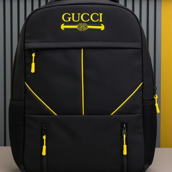 multi functional travel backpack | business daypack with laptop compartment | black & yellow