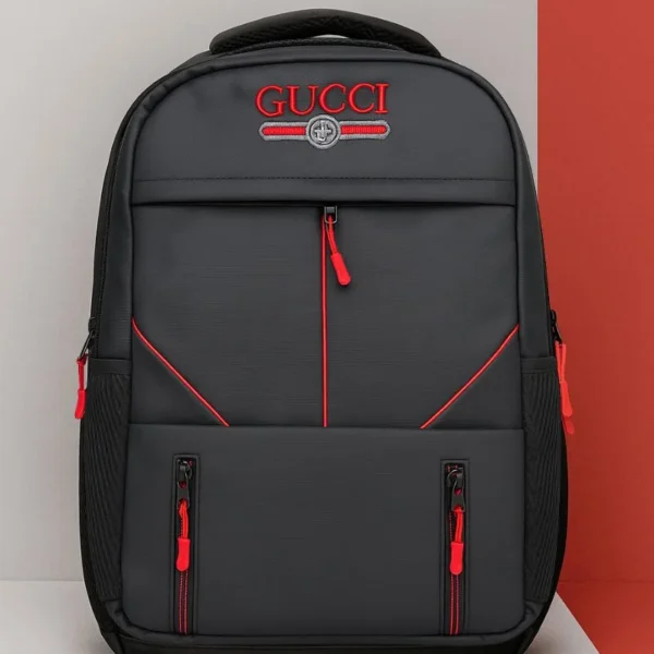 multi functional travel backpack | business daypack with laptop compartment | black & red