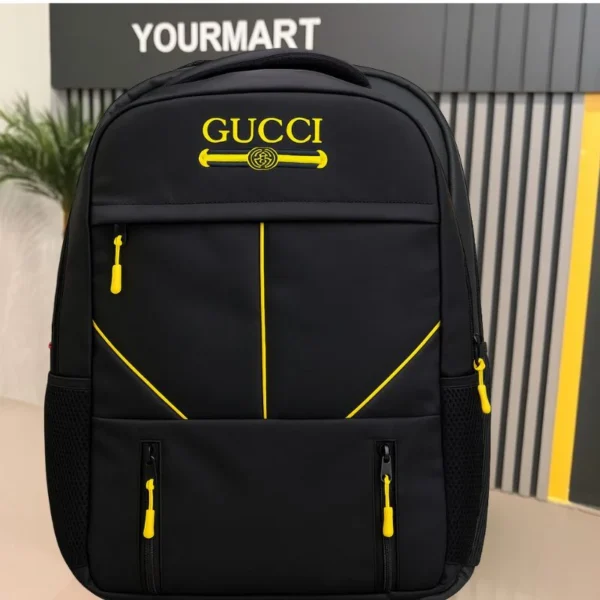 multi functional travel backpack | business daypack with laptop compartment | black & yellow
