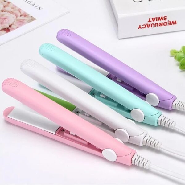 mini portable ceramic hair straightener & curler | smooth, silky, frizz free styling | random color