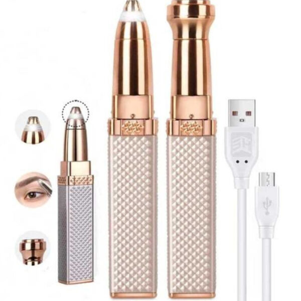 2 in 1 flawless facial hair remover & eyebrow trimmer | usb rechargeable, painless & portable | random color