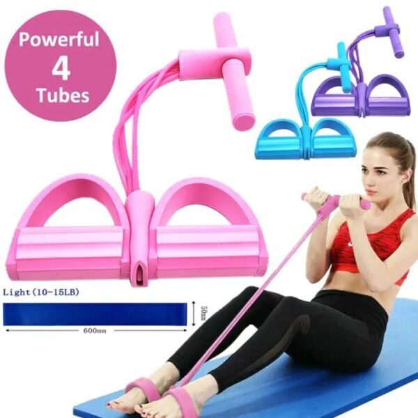 tummy trimmer | foot pedal resistance band elastic sit up pull rope | yoga fitness gym | elastic pull ropes | random colors