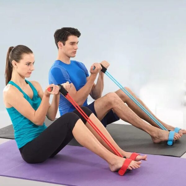 tummy trimmer | foot pedal resistance band elastic sit up pull rope | yoga fitness gym | elastic pull ropes | random colors