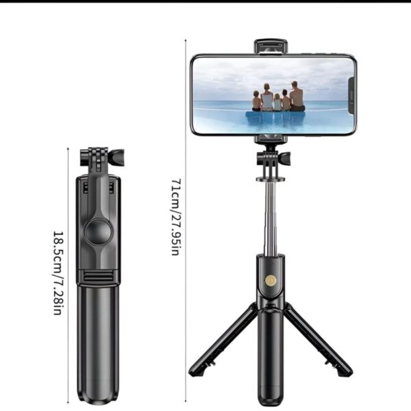 r1s bluetooth selfie stick tripod with remote control | 360° foldable selfie rod for phone & action camera with led light