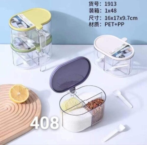 4 compartments spice box | masala box for kitchen | plastic spice container | leak proof & reusable for nuts, grain and spices, kitchen organizers
