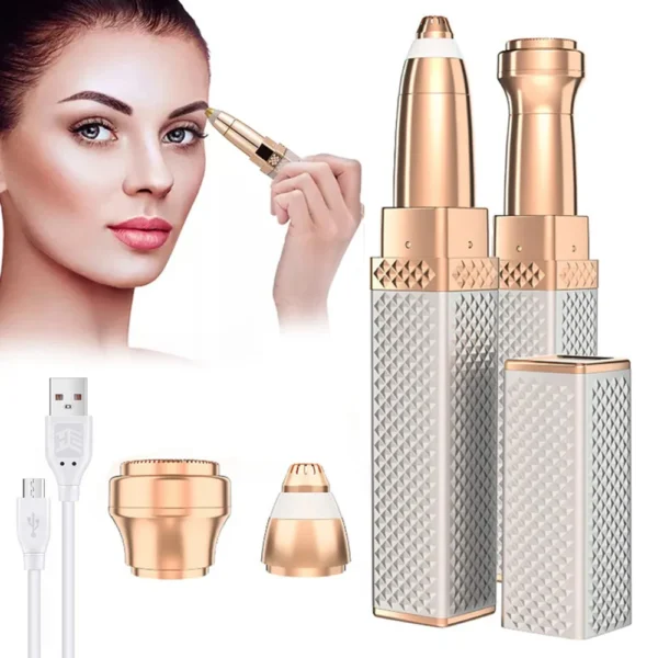 2 in 1 flawless facial hair remover & eyebrow trimmer | usb rechargeable, painless & portable | random color